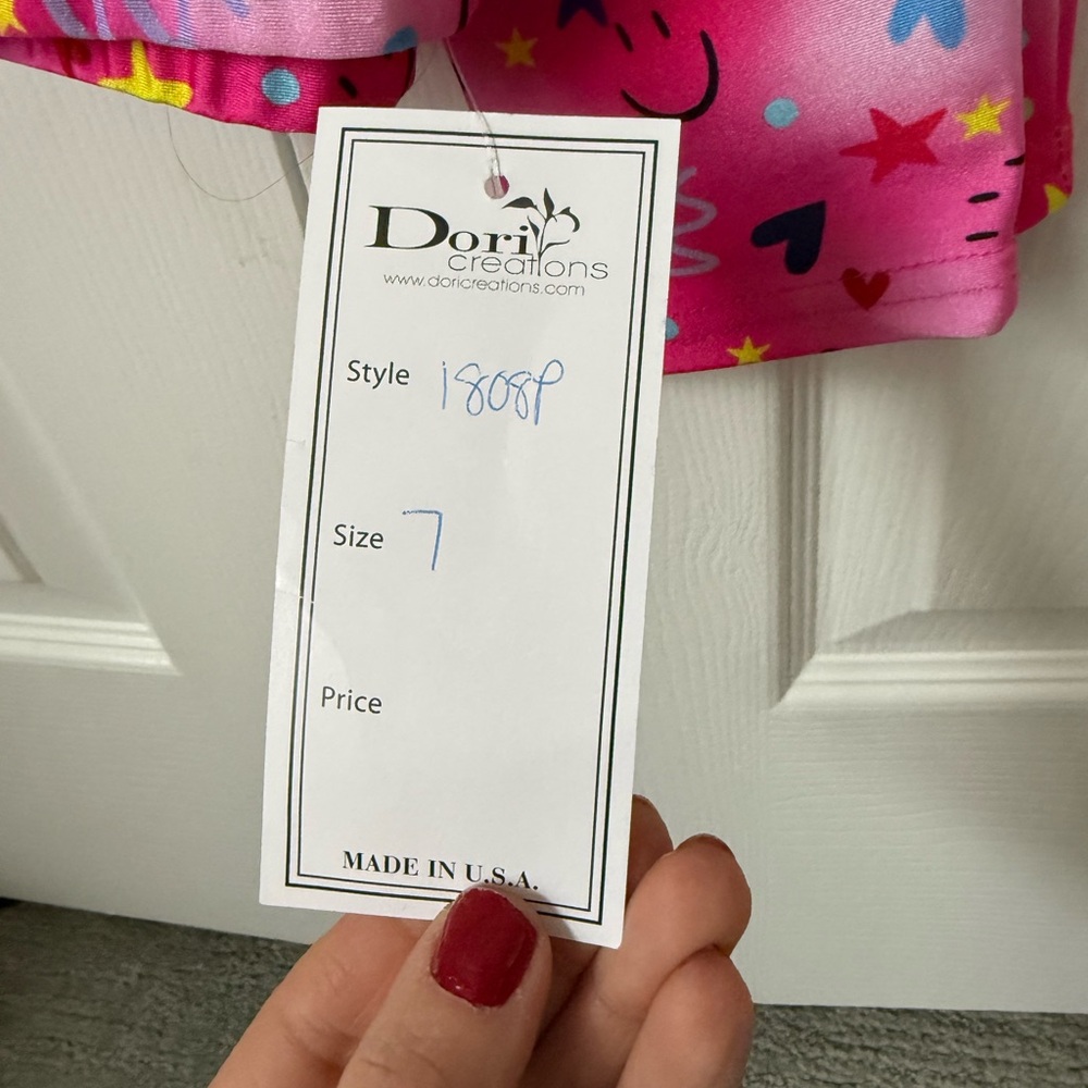 New w Tags Dori Creations Neon Pink w Smiley Leggings Girls Size 7 - Picture 3 of 3